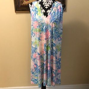 🌴 Lilly Pilitzer sleeveless classic tropical print v-neck shift